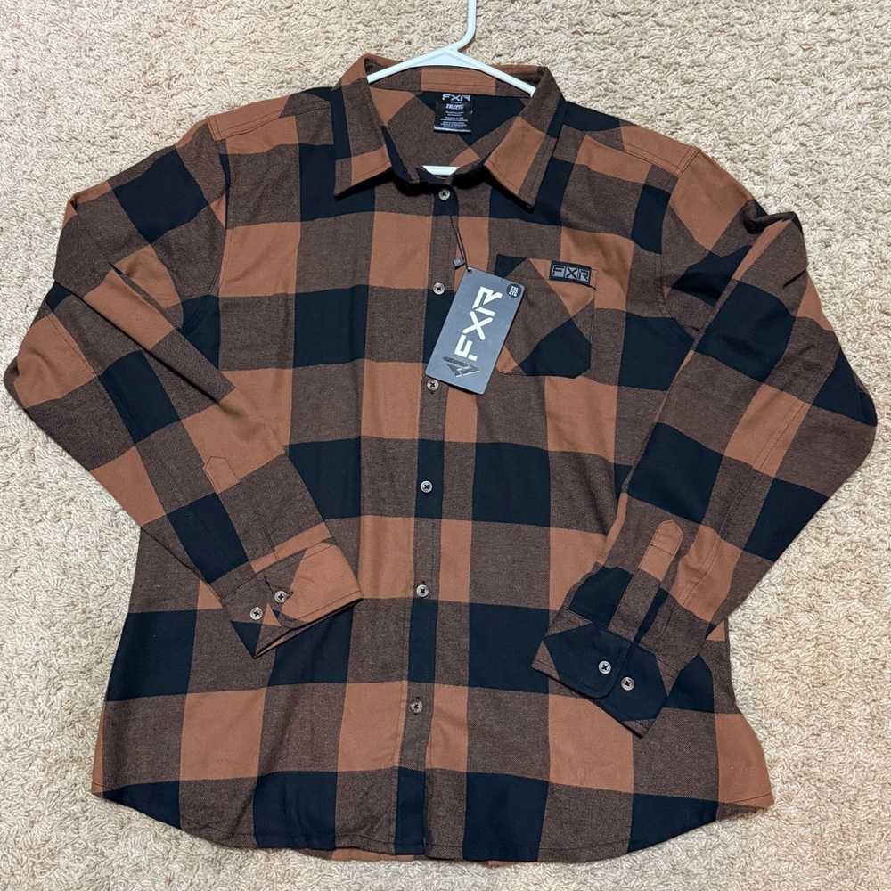 FXR Women's Plaid Button Down Shirt - Brown and Black